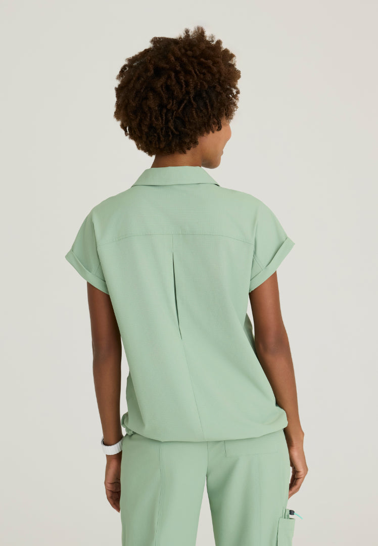 Charlie Shirt Collar Dolman Scrub Top - Field Green