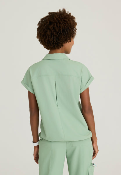 Charlie Shirt Collar Dolman Scrub Top - Field Green