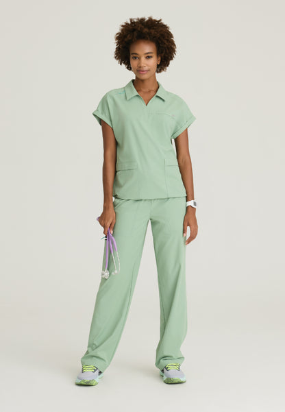 Charlie Shirt Collar Dolman Scrub Top - Field Green
