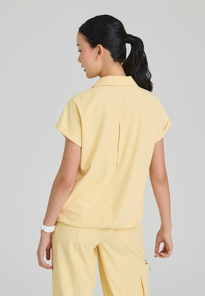 Charlie Shirt Collar Dolman Scrub Top - Soft Citrine