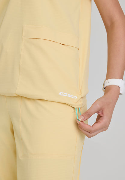 Charlie Shirt Collar Dolman Scrub Top - Soft Citrine