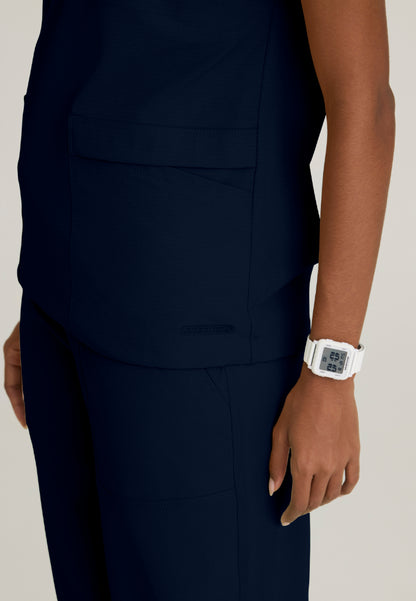 Charlie Shirt Collar Dolman Scrub Top - Navy