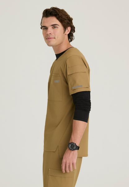 Station 3-Pocket Round Neck Scrub Top - Duffle
