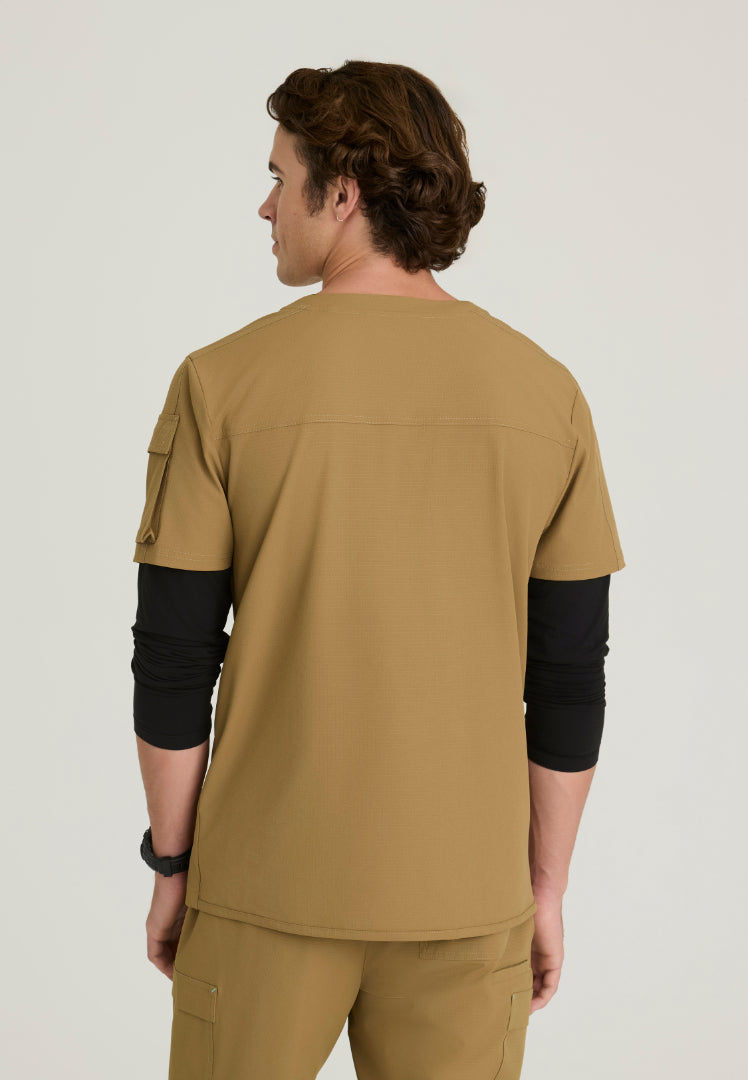 Station 3-Pocket Round Neck Scrub Top - Duffle