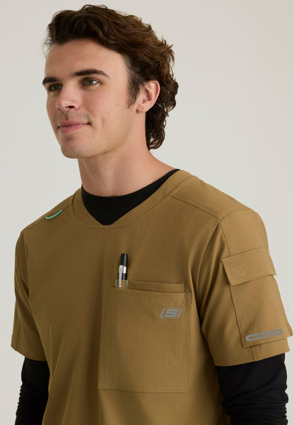 Station 3-Pocket Round Neck Scrub Top - Duffle