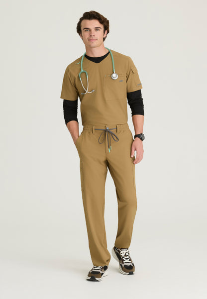 Station 3-Pocket Round Neck Scrub Top - Duffle