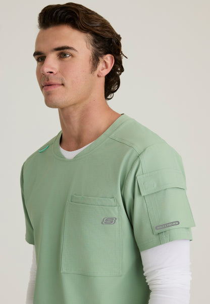 Station 3-Pocket Round Neck Scrub Top - Field Green