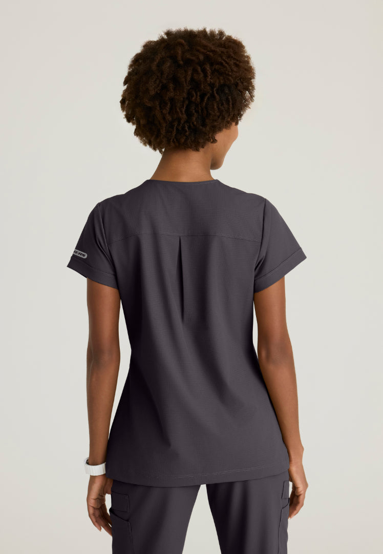 Trek Tuck-In Rounded Neck Scrub Top - Pewter