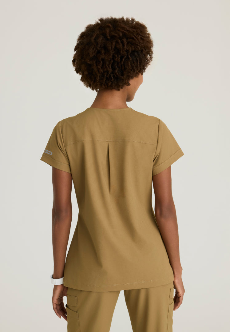 Trek Tuck-In Rounded Neck Scrub Top - Duffle