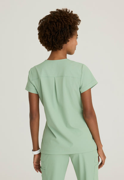 Trek Tuck-In Rounded Neck Scrub Top - Field Green