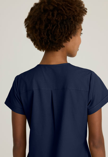 Trek Tuck-In Rounded Neck Scrub Top - Navy