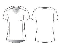Line Drawing for Dignity Single Pocket Tuck In Top - New Royal