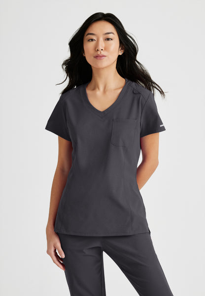 Dignity Single Pocket Tuck In Top - Pewter