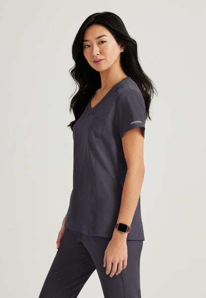 Dignity Single Pocket Tuck In Top - Pewter