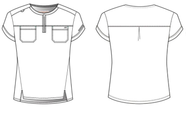 Line Drawing for Trek Tuck-In Rounded Neck Scrub Top - Soft Citrine