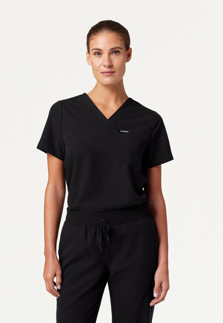 Blusa médica Rhena Essential de un bolsillo - Negra