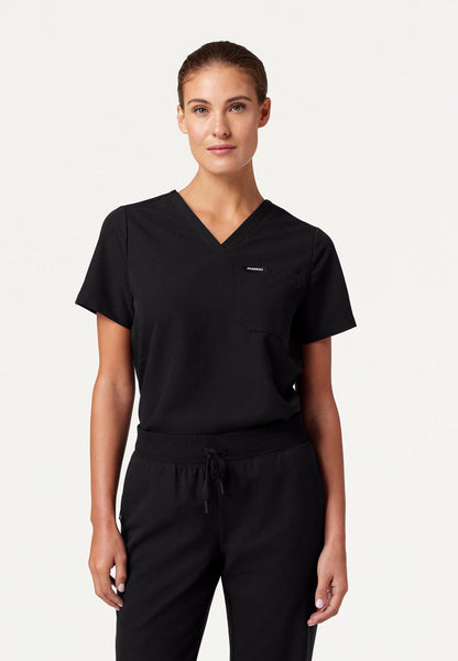 Blusa médica Rhena Essential de un bolsillo - Negra