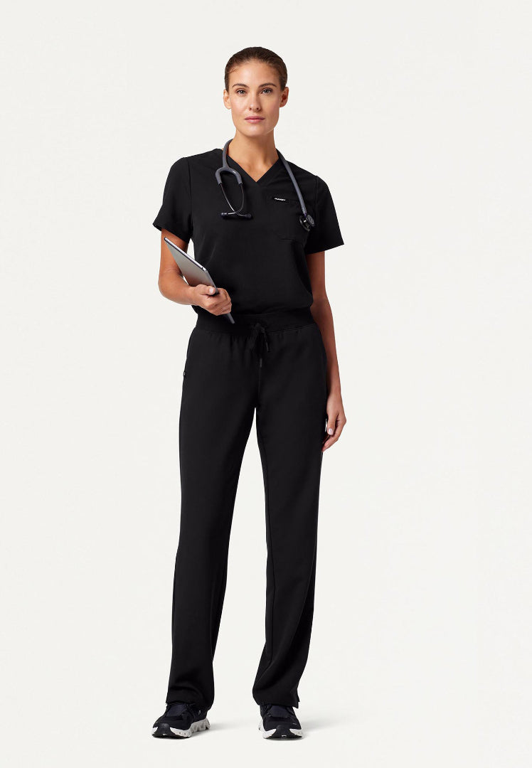 Blusa médica Rhena Essential de un bolsillo - Negra