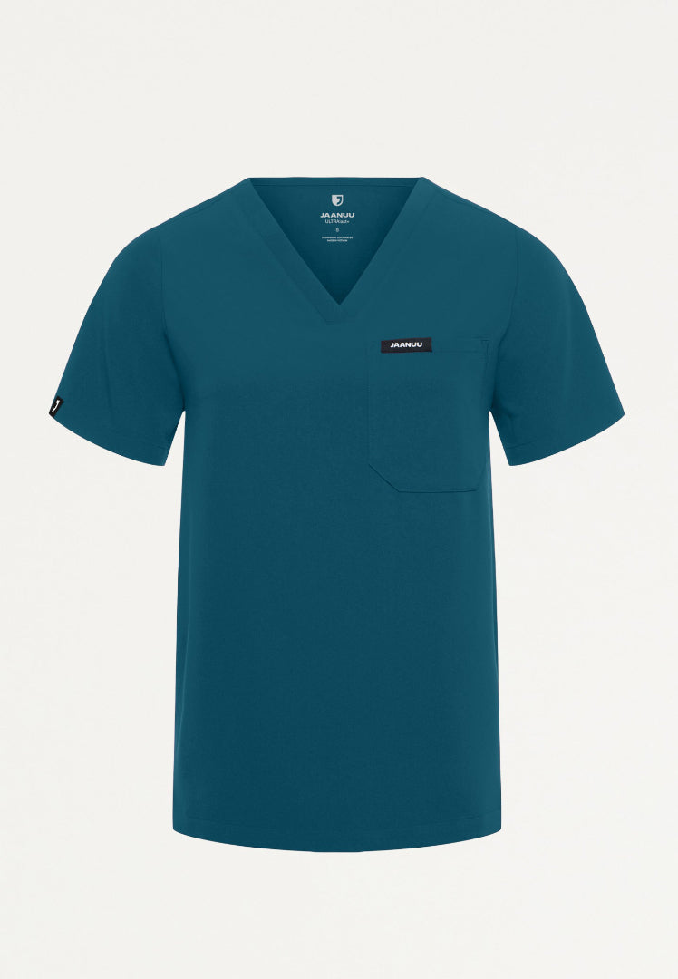 Rhena Essential 1-Pocket Scrub Top - Caribbean Blue