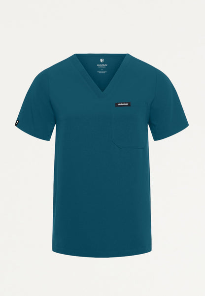 Rhena Essential 1-Pocket Scrub Top - Caribbean Blue