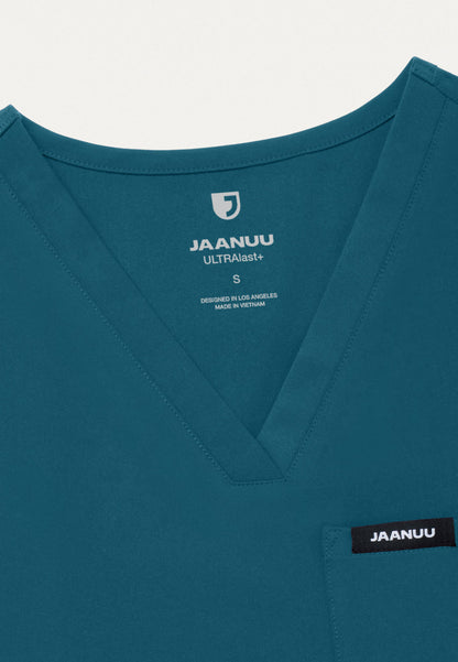 Rhena Essential 1-Pocket Scrub Top - Caribbean Blue