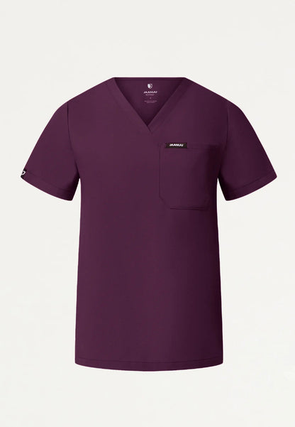 Rhena Essential 1-Pocket Scrub Top - Deep Eggplant