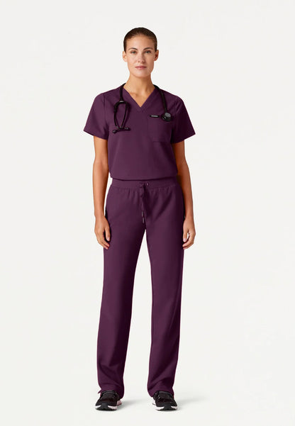 Rhena Essential 1-Pocket Scrub Top - Deep Eggplant
