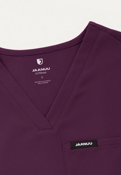 Rhena Essential 1-Pocket Scrub Top - Deep Eggplant