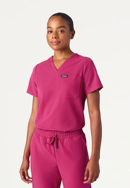 Rhena Essential 1-Pocket Scrub Top - Wild Berry