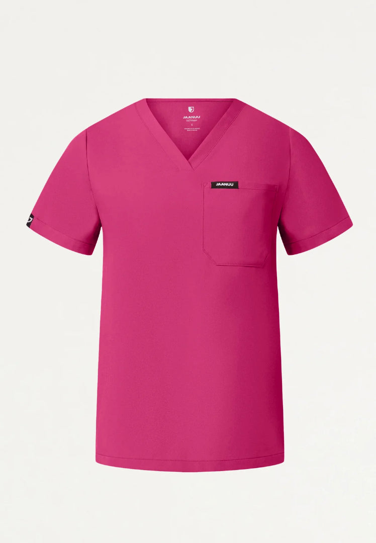 Rhena Essential 1-Pocket Scrub Top - Wild Berry