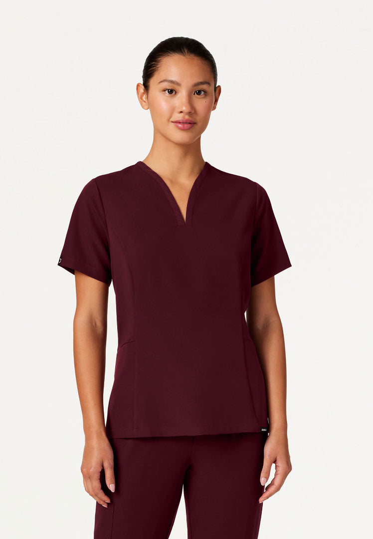 Calix Fit & Flare Scrub Top - Burgundy