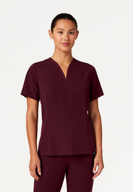 Calix Fit & Flare Scrub Top - Burgundy