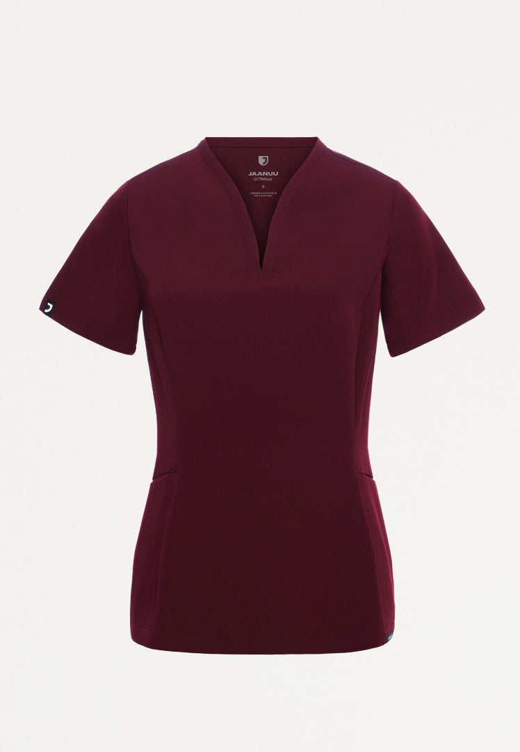 Calix Fit & Flare Scrub Top - Burgundy