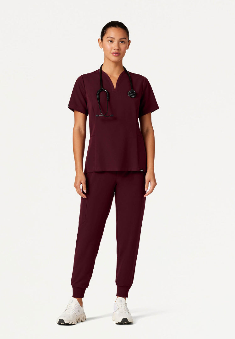 Calix Fit & Flare Scrub Top - Burgundy