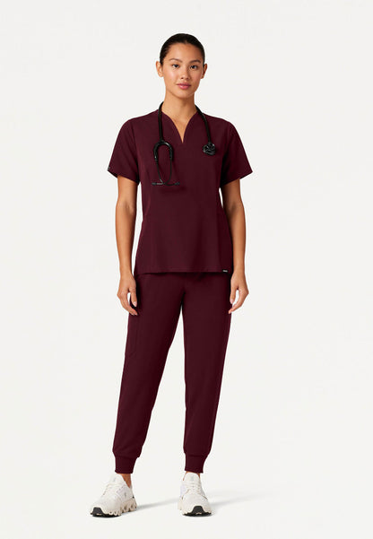 Calix Fit & Flare Scrub Top - Burgundy