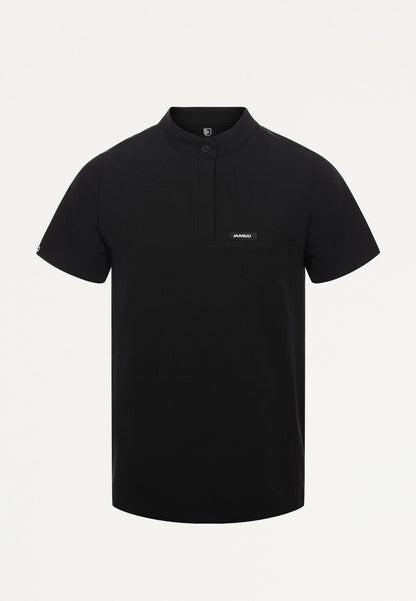 Savi Tuck-In Stand-Collar Scrub Top - Black