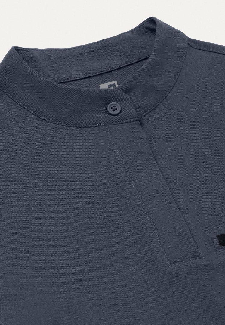 Savi Tuck-In Stand-Collar Scrub Top - Carbon Gray