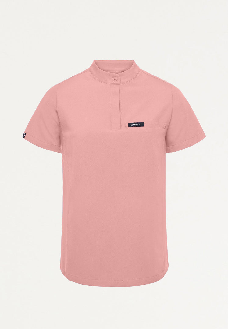 Savi Tuck-In Stand-Collar Scrub Top - Mauve