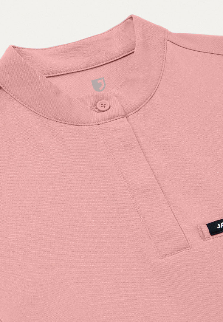 Savi Tuck-In Stand-Collar Scrub Top - Mauve