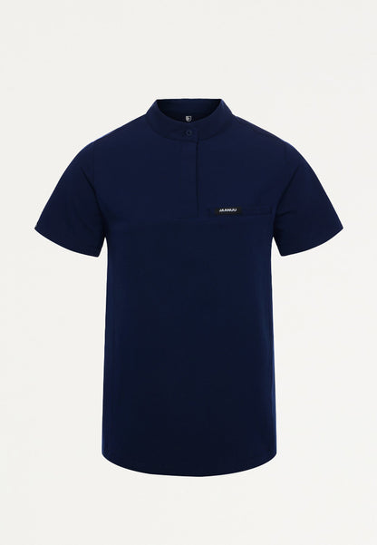 Savi Tuck-In Stand-Collar Scrub Top - Midnight Navy