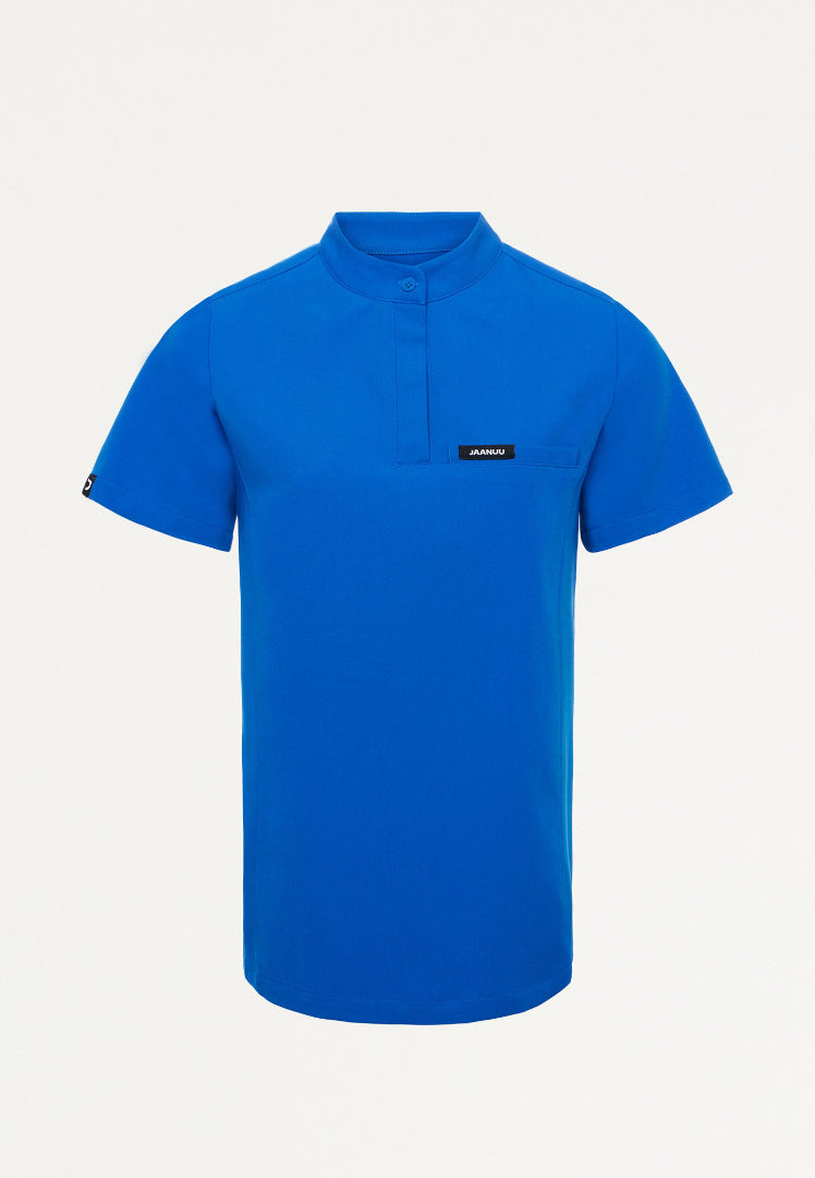 Savi Tuck-In Stand-Collar Scrub Top - Royal Blue