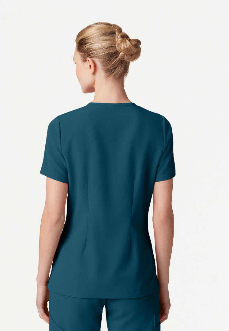 Blusa médica Rhena Slim Essential de un bolsillo - Azul Caribe