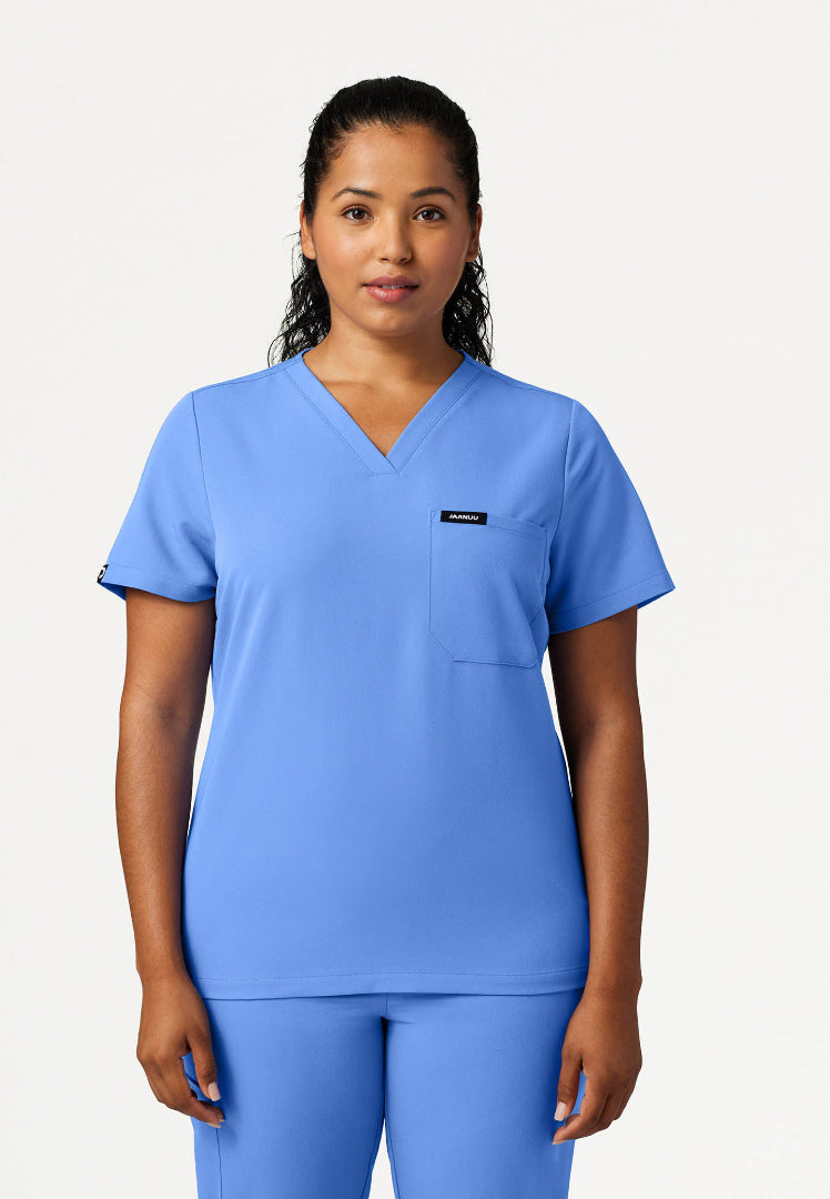Rhena Slim Essential 1-Pocket Scrub Top - Ciel Blue