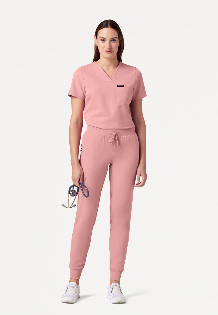 Rhena Slim Essential 1-Pocket Scrub Top - Mauve