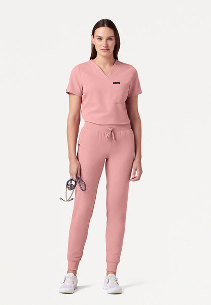 Rhena Slim Essential 1-Pocket Scrub Top - Mauve