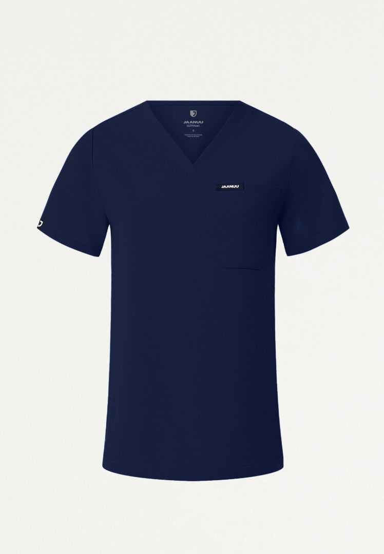 Rhena Slim Essential 1-Pocket Scrub Top - Midnight Navy