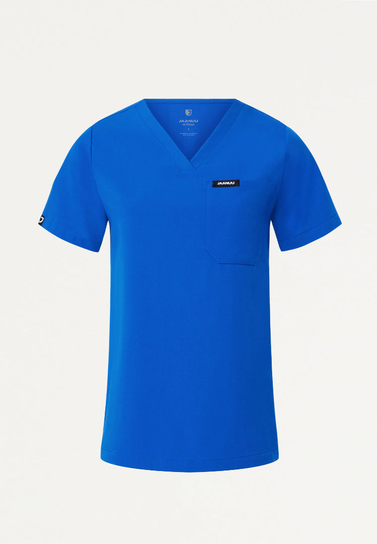 Rhena Slim Essential 1-Pocket Scrub Top - Royal Blue
