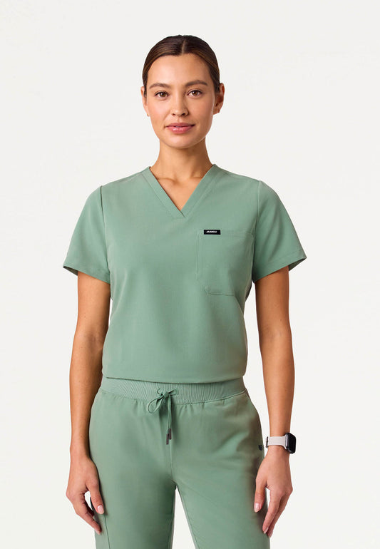 Rhena Slim Essential 1-Pocket Scrub Top - Sage