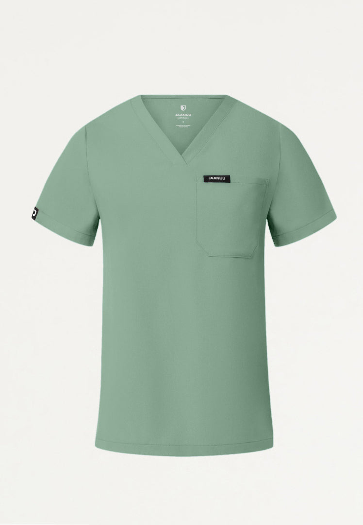 Rhena Slim Essential 1-Pocket Scrub Top - Sage
