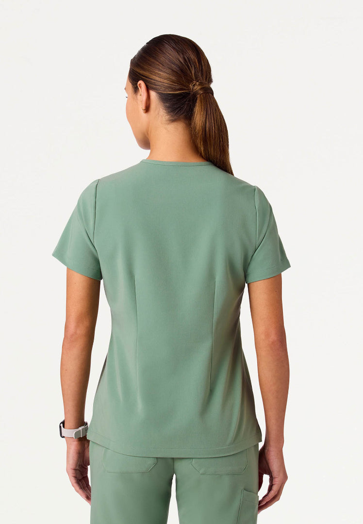 Rhena Slim Essential 1-Pocket Scrub Top - Sage